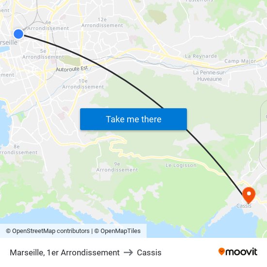 Marseille, 1er Arrondissement to Cassis map