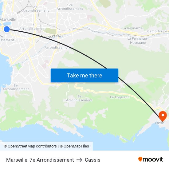 Marseille, 7e Arrondissement to Cassis map