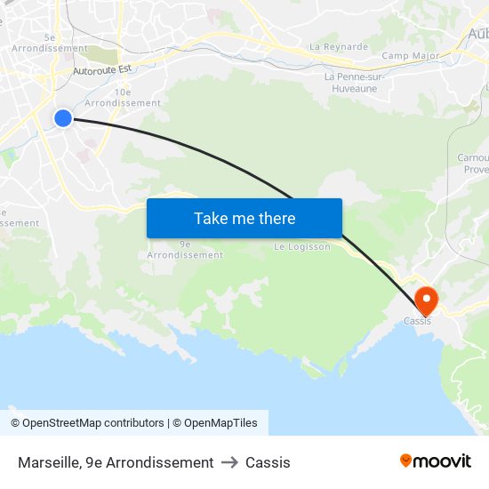 Marseille, 9e Arrondissement to Cassis map