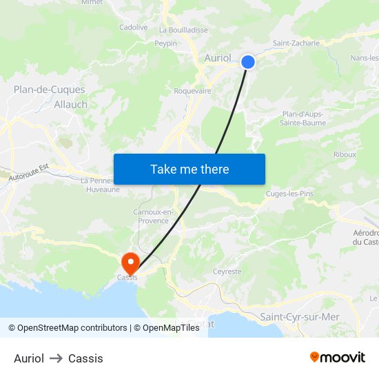 Auriol to Cassis map