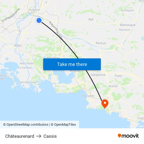 Châteaurenard to Cassis map