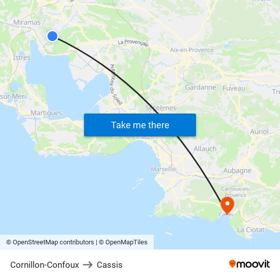 Cornillon-Confoux to Cassis map