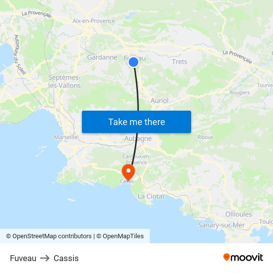 Fuveau to Cassis map