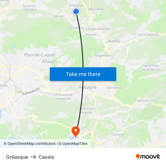 Gréasque to Cassis map