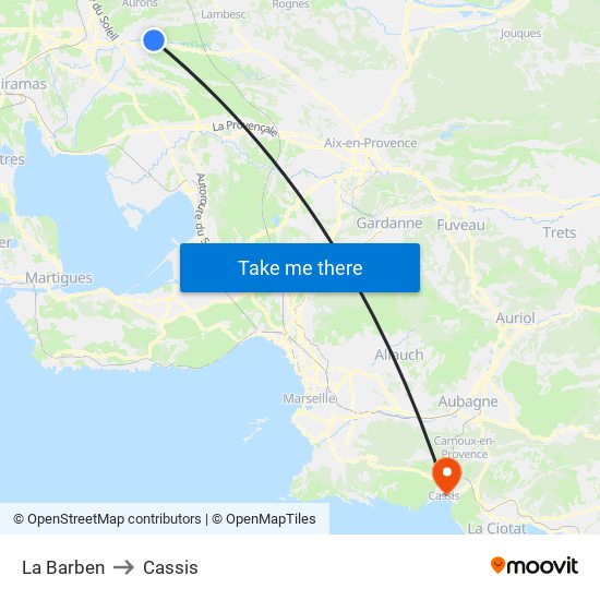 La Barben to Cassis map