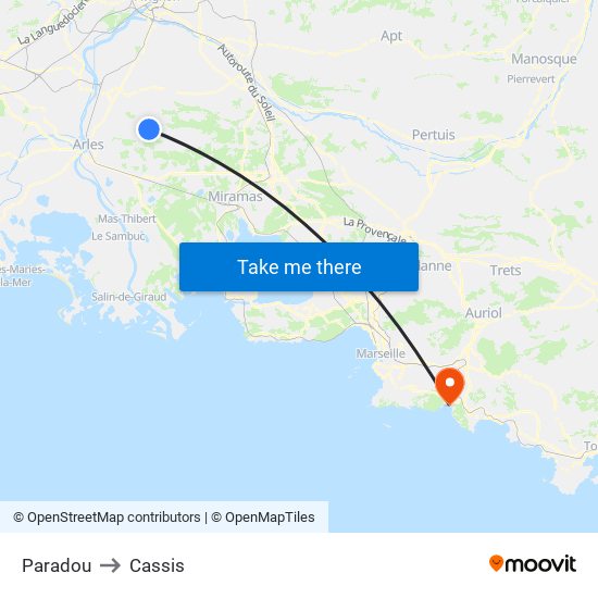 Paradou to Cassis map