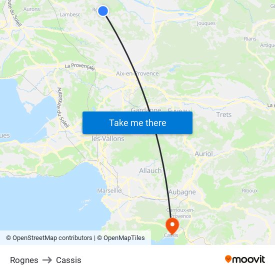 Rognes to Cassis map