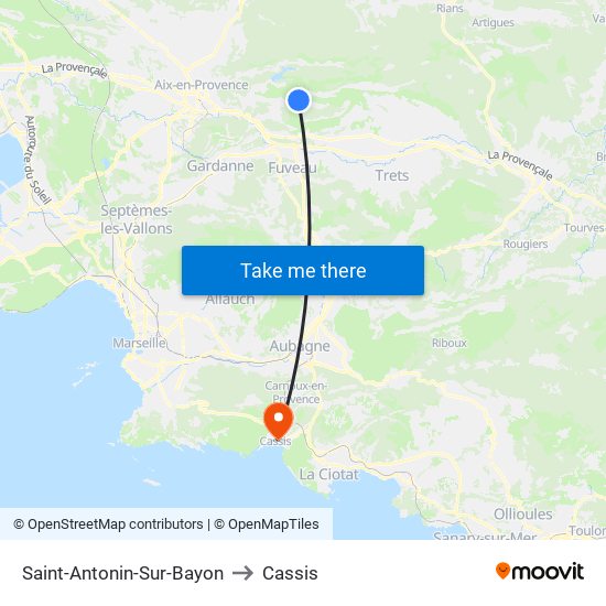 Saint-Antonin-Sur-Bayon to Cassis map
