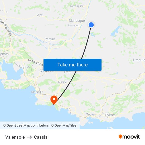 Valensole to Cassis map