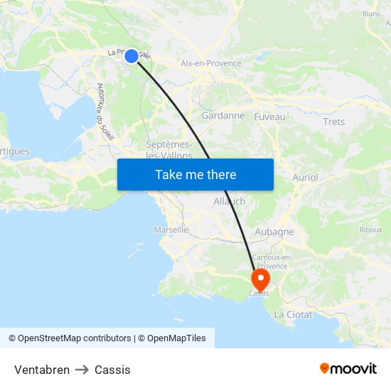 Ventabren to Cassis map