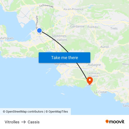 Vitrolles to Cassis map