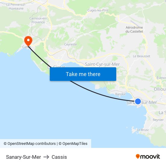 Sanary-Sur-Mer to Cassis map