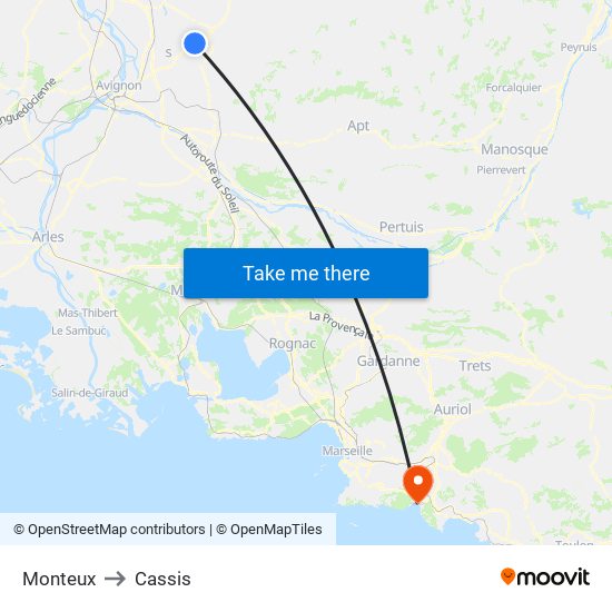 Monteux to Cassis map