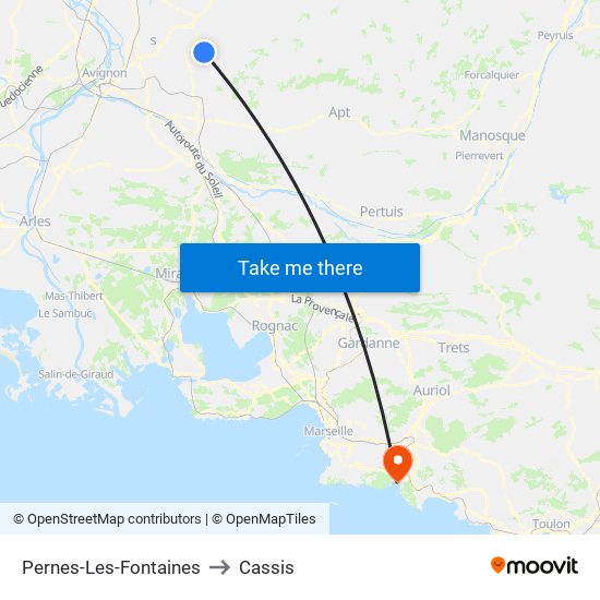 Pernes-Les-Fontaines to Cassis map