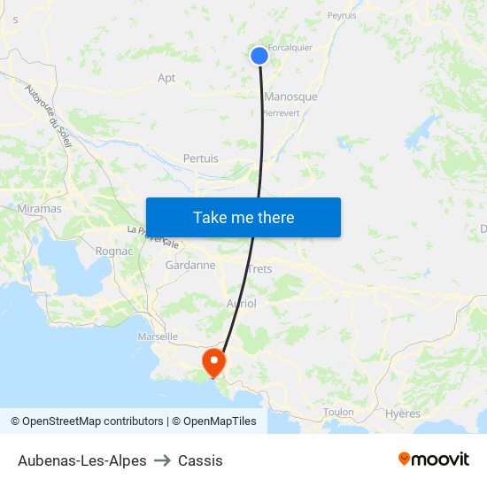 Aubenas-Les-Alpes to Cassis map