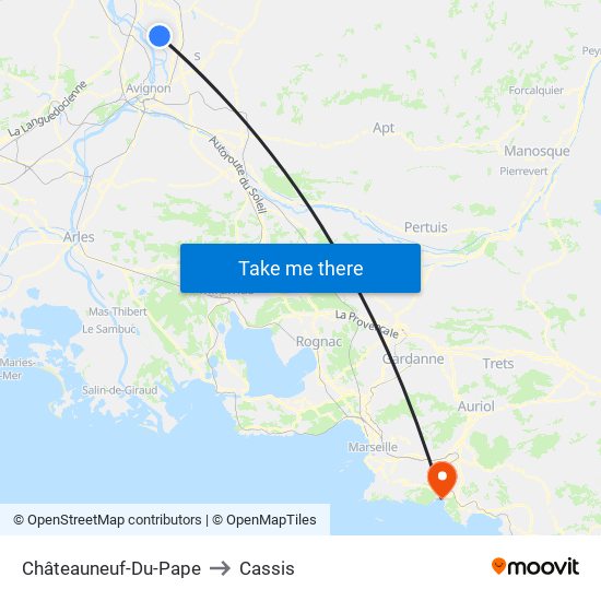 Châteauneuf-Du-Pape to Cassis map