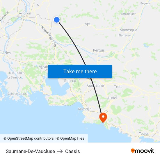 Saumane-De-Vaucluse to Cassis map