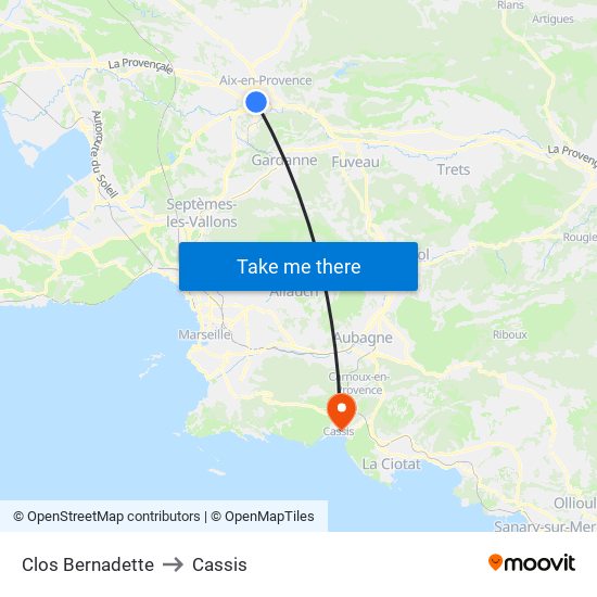 Clos Bernadette to Cassis map