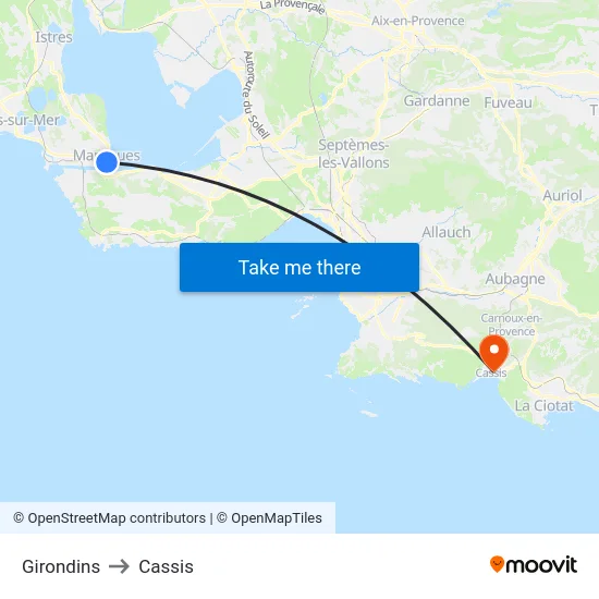 Girondins to Cassis map