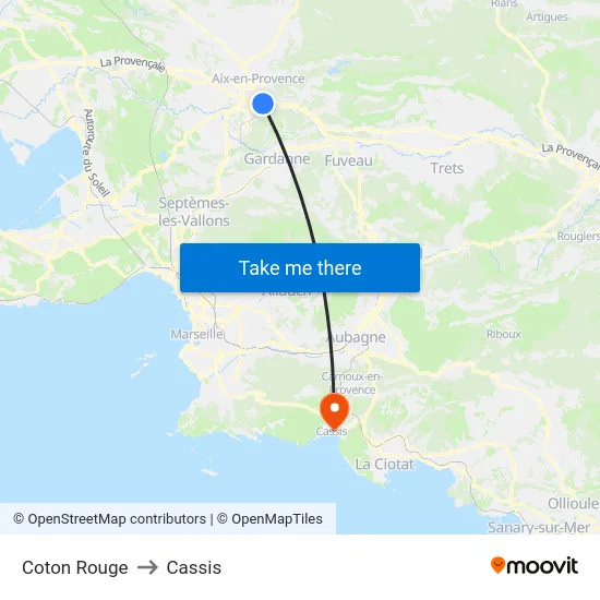 Coton Rouge to Cassis map