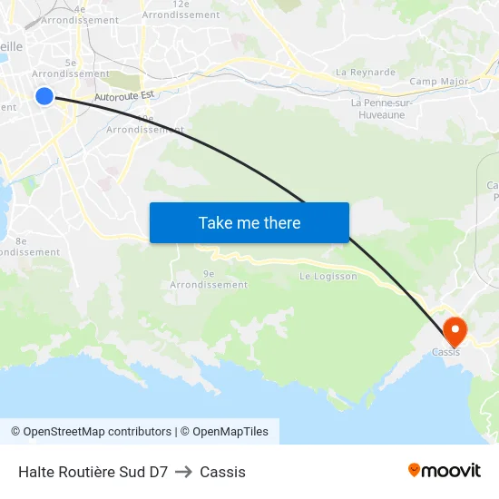 Halte Routière Sud D7 to Cassis map