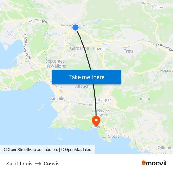 Saint-Louis to Cassis map