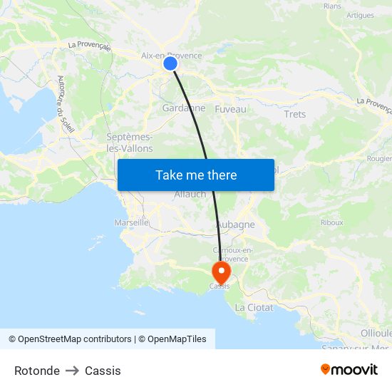 Rotonde to Cassis map