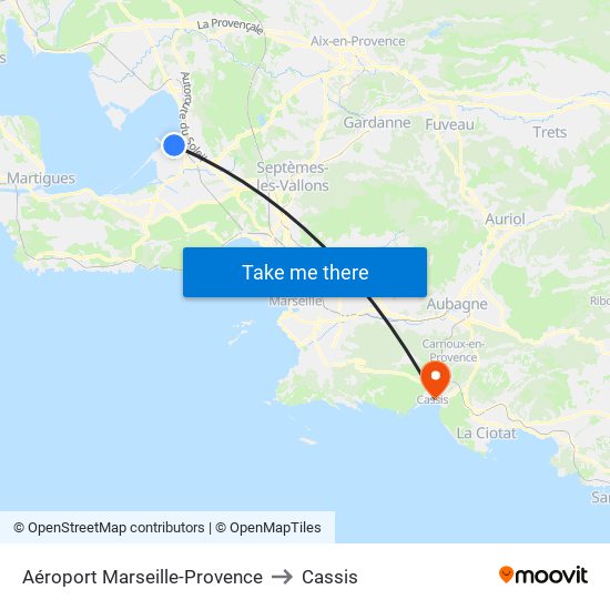 Aéroport Marseille-Provence to Cassis map