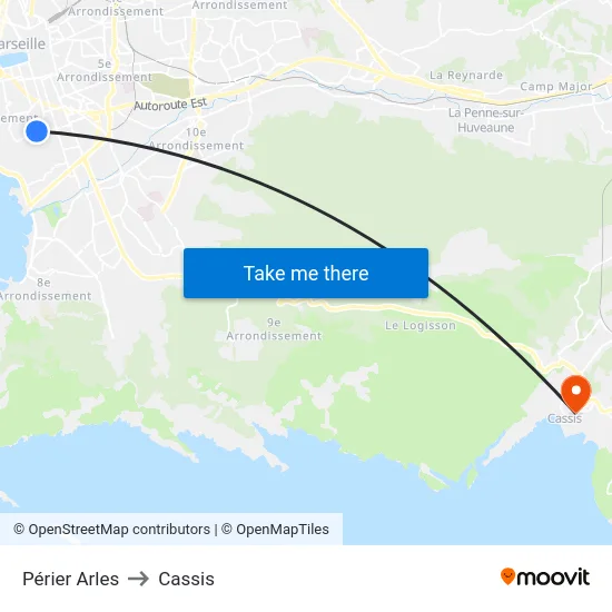Périer Arles to Cassis map