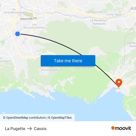 La Pugette to Cassis map