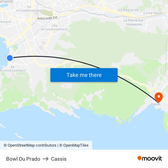 Bowl Du Prado to Cassis map