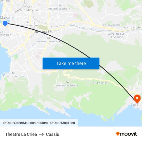 Théâtre La Criée to Cassis map