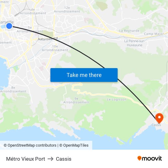 Métro Vieux Port to Cassis map