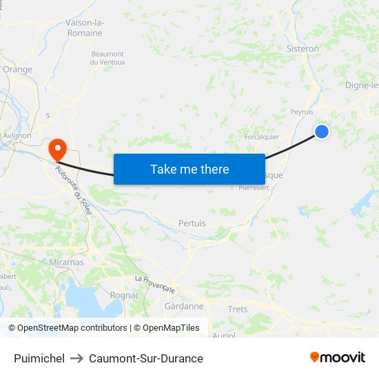 Puimichel to Caumont-Sur-Durance map