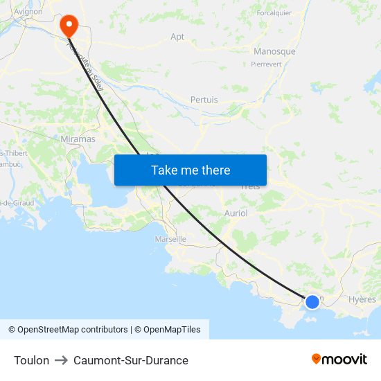 Toulon to Caumont-Sur-Durance map