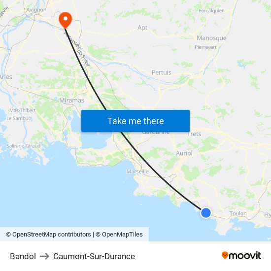 Bandol to Caumont-Sur-Durance map