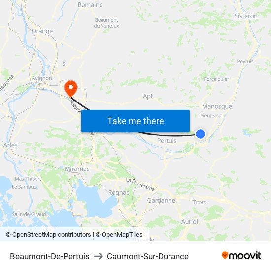 Beaumont-De-Pertuis to Caumont-Sur-Durance map