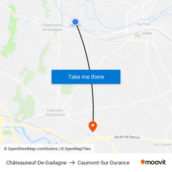 Châteauneuf-De-Gadagne to Caumont-Sur-Durance map