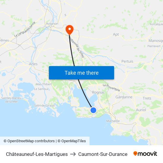 Châteauneuf-Les-Martigues to Caumont-Sur-Durance map