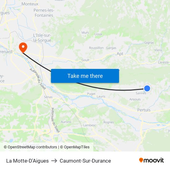 La Motte-D'Aigues to Caumont-Sur-Durance map