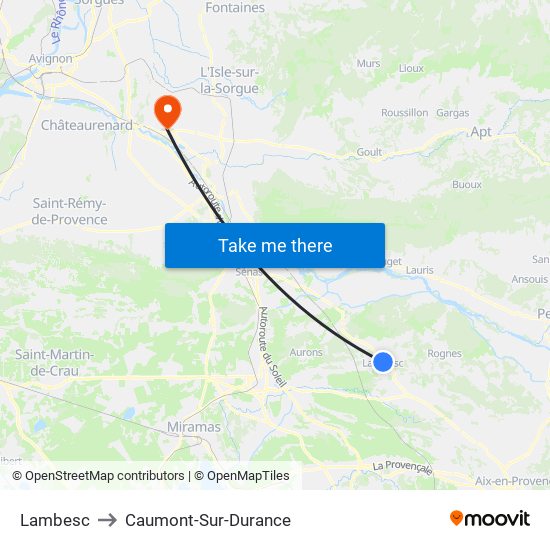 Lambesc to Caumont-Sur-Durance map