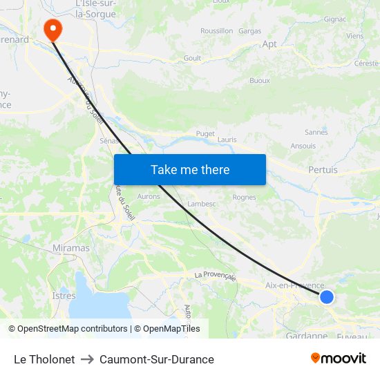 Le Tholonet to Caumont-Sur-Durance map