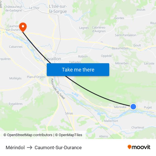 Mérindol to Caumont-Sur-Durance map