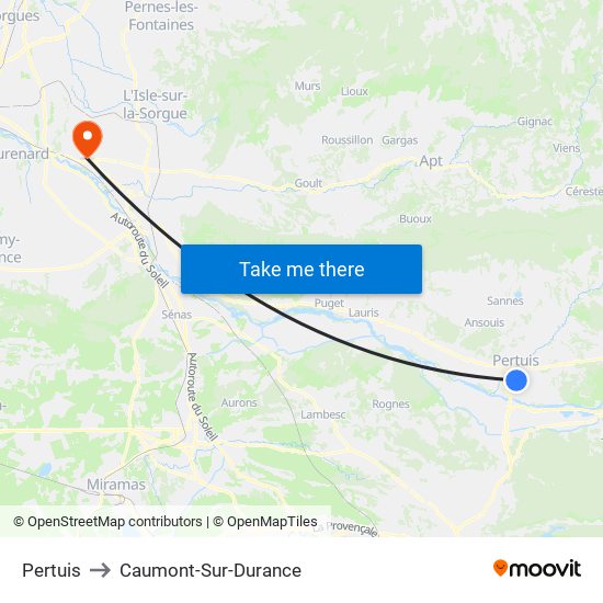 Pertuis to Caumont-Sur-Durance map