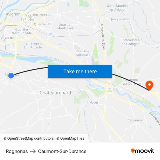 Rognonas to Caumont-Sur-Durance map