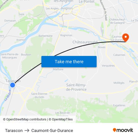 Tarascon to Caumont-Sur-Durance map