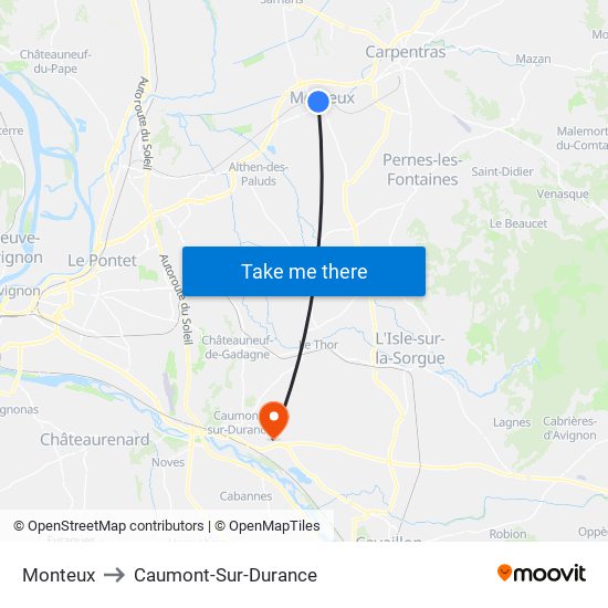 Monteux to Caumont-Sur-Durance map