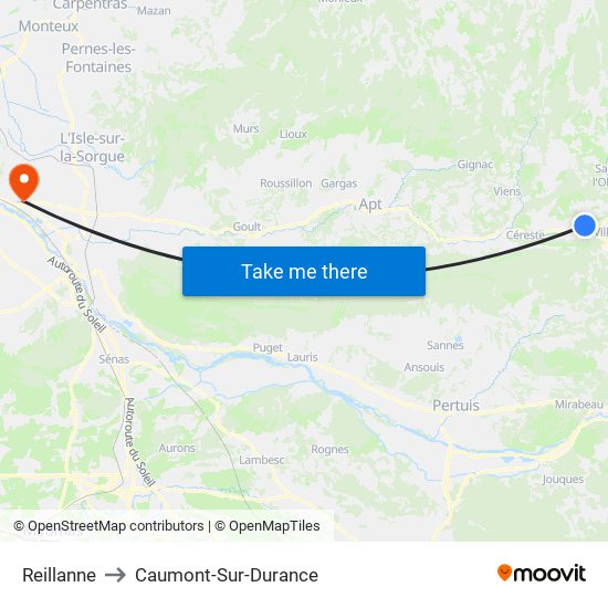 Reillanne to Caumont-Sur-Durance map