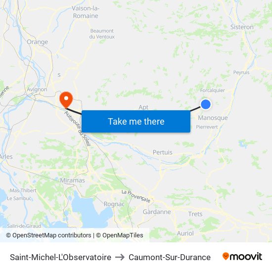 Saint-Michel-L'Observatoire to Caumont-Sur-Durance map