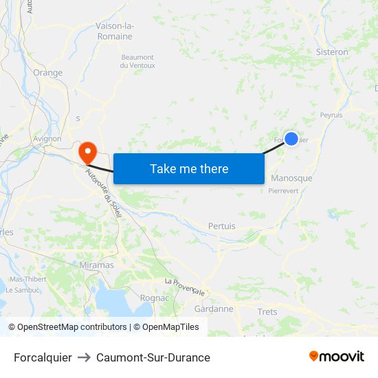 Forcalquier to Caumont-Sur-Durance map